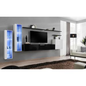 Meblościanka Switch Szkło+LED XI Biały/Czarny