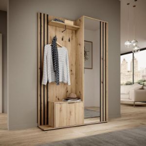 Garderoba Nelly dąb artisan/lamele czarne