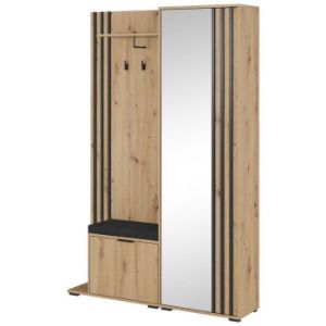 Obrazek Garderoba Nelly dąb artisan/lamele czarne