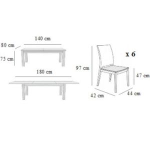 Obrazek Zestaw stół i krzesła Kobe 1+6 ST28 140/80+40L d.sonoma W74 tap.A4