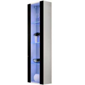 Witryna Fly 41+Szkło Czarny/Biały +LED