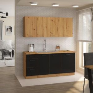 Obrazek Szafka kuchenna Modena 60dg bb czarny/dąb artisan