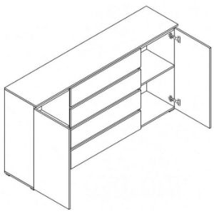 Obrazek Komoda Cosmo C06 4 szuflady 2 drzwi biały