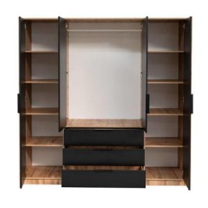 Obrazek Szafa Bali D4 lux czarny/wotan/lustro