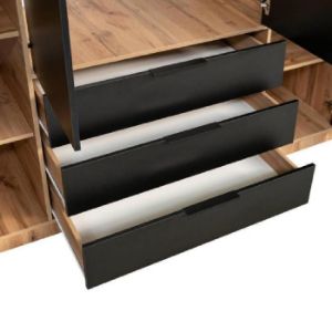 Obrazek Szafa Bali D4 lux czarny/wotan/lustro