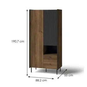 Obrazek Szafa Prestigo P1 2d2s Orzech War/San Seb/Czarny Mat