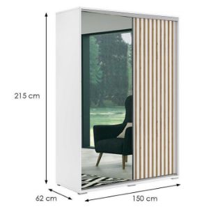 Obrazek  Szafa Kair biały/lamela złoty craft 150x215x62 
