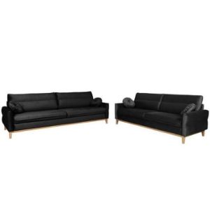 Komplet Bellano 3/2/1 Black Kronos 7 drewno naturalne
