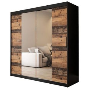 Szafa Old Wood T1 200 Czarny/Old Style/Lustro