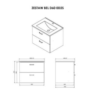 Obrazek Zestaw szafka łazienkowa z umywalką Bel D60 0D2S