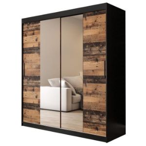 Szafa Old Wood T1 180 Czarny/Old Style/Lustro