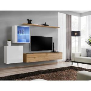 Meblościanka Switch XV szkło +LED Biały/Wotan