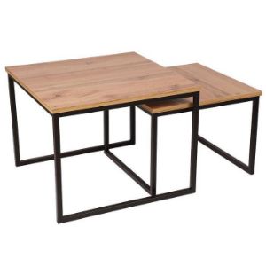 Obrazek Ława Pati Przelotowy Blat Dąb Wotan 62x62/52x52 Nogi Czarne 