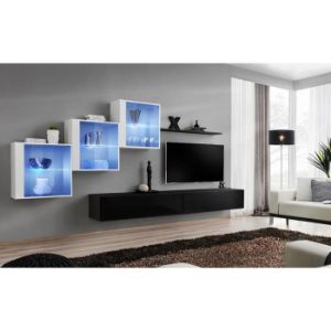 Meblościanka Switch XX szkło + LED Biały/Czarny