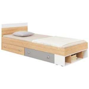 Łóżko Pixel 120 PX15 dąb biszkoptowy/biały lux/szary