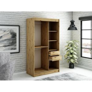 Obrazek Szafa Halifax T1 120 Dąb Artisan/Czarny/Lustro