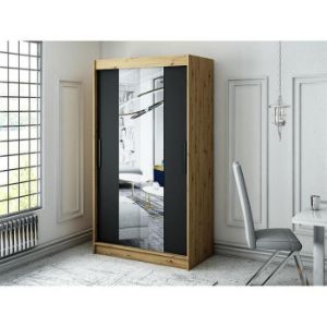 Obrazek Szafa Halifax T1 120 Dąb Artisan/Czarny/Lustro