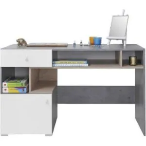 Biurko Sigma 125 SI10 beton/biały/dąb