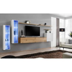 Meblościanka Switch Szkło+LED XI Biały/Wotan