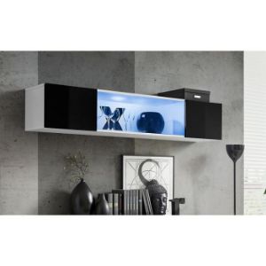 Szafka Wisząca Fly 52+Szkło Czarny/Biały + LED