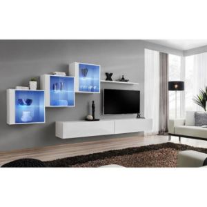 Meblościanka Switch XX szkło + LED Biały