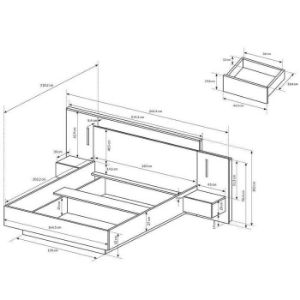 Obrazek  Łóżko Ze Stolikami I Oświetleniem 3d B Biały/Dąb Craft 