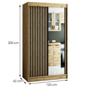 Obrazek Szafa Lamelo 2 120 Dąb Artisan/Czarny/Lustro