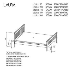 Obrazek Łóżko Laura 180 Antracyt