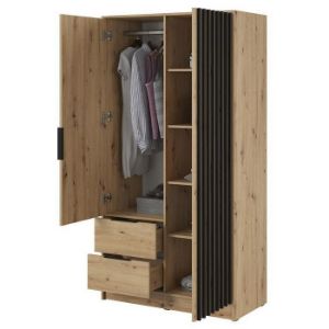 Obrazek Szafa Nelly 2d Lustro Dąb Artisan/Lamela Czarna