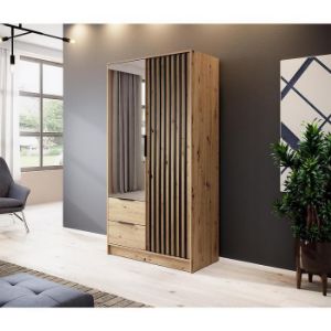 Obrazek Szafa Nelly 2d Lustro Dąb Artisan/Lamela Czarna