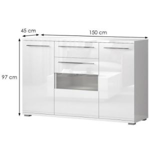 Obrazek Komoda Piano K150V-3KS1F/PN-70/KA/70 crystal white