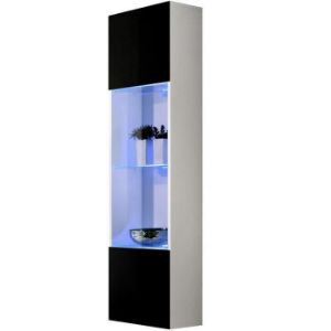 Witryna Fly 42+Szkło Czarny/Biały +LED