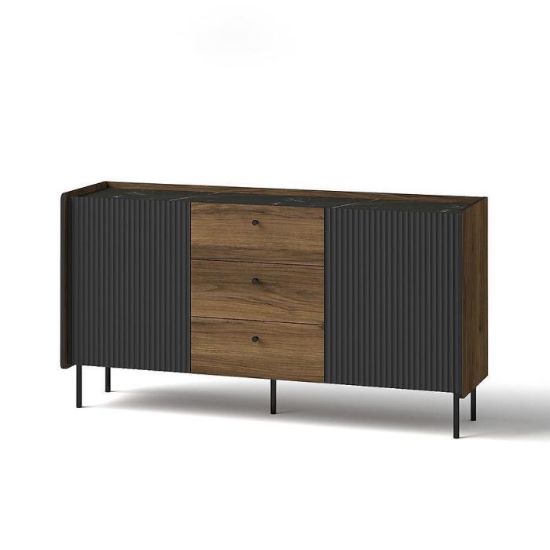 Obrazek Komoda Prestigo P5 2d3s Orzech War/San Seb/Czarny Mat