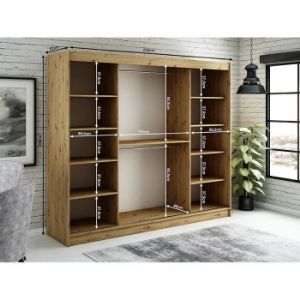 Obrazek Szafa Halifax V4 250 Dąb Artisan/Czarny/Lustro