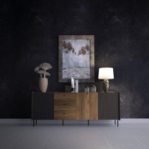 Obrazek Komoda Prestigo P6 3d3s Orzech War/San Seb/Czarny Mat