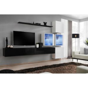 Meblościanka Switch XIX szkło + LED Czarny/Biały