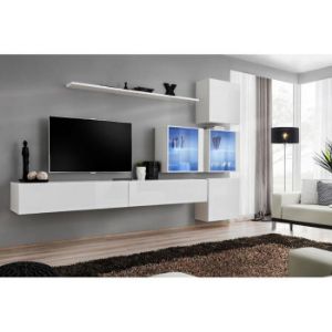 Meblościanka Switch XIX szkło + LED Biały