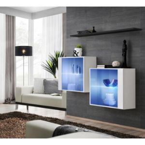 Komoda+Półka Switch Sb III Led Biały/Czarny