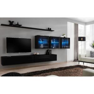 Meblościanka Switch XVII szkło + LED Czarny