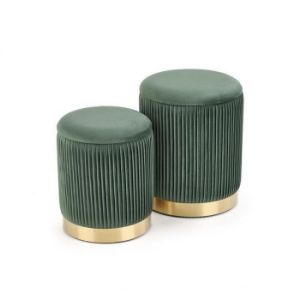 Pufy Tiffany zestaw 2 puf (ciemny zielony)
