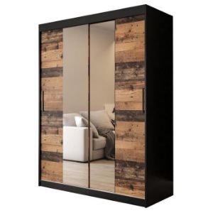 Szafa Old Wood T2 100 Czarny/Old Style/Lustro