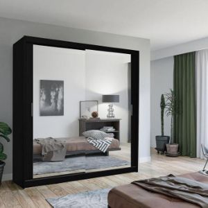 Szafa Lux 203 Czarna + 2 x Lustro