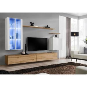Meblościanka Switch Szkło+LED XII Biały/Wotan