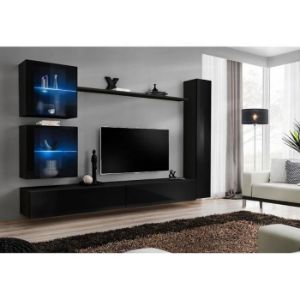 Meblościanka Switch XVIII szkło + LED Czarny