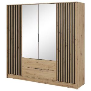 Szafa Nelly 4d Lustro Artisan/Lamela Czarna