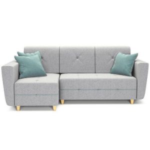 Obrazek Narożnik z funkcją spania Grey Enzo 162+154 drewno naturalne lewostronny