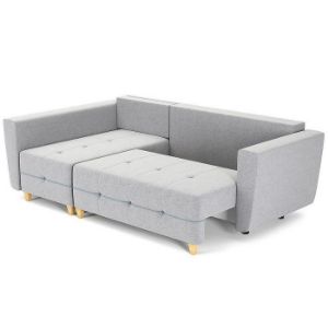Obrazek Narożnik z funkcją spania Grey Enzo 162+154 drewno naturalne lewostronny