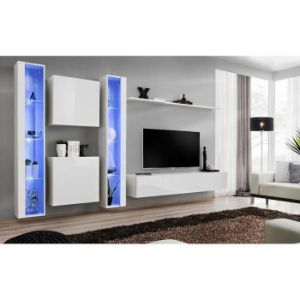 Meblościanka Switch XVI szkło + LED Biały