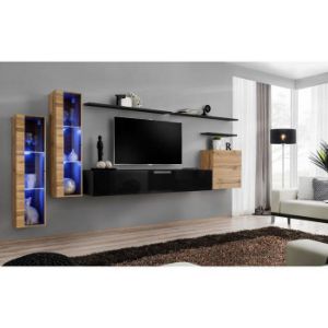 Meblościanka Switch Szkło+LED XI Wotan/Czarny