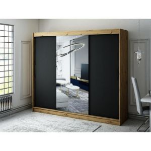 Obrazek Szafa Halifax T1 250 Dąb Artisan/Czarny/Lustro